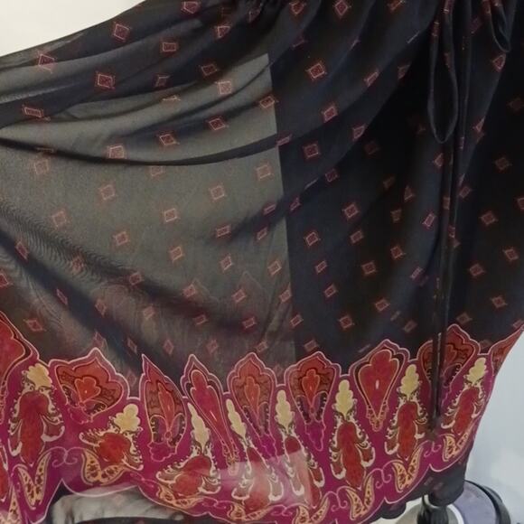 Mossimo Exotic Dress Womens Plus Sz XXL Black Red w Camisole Bohemian Semi Sheer - Picture 6 of 10